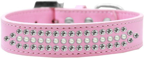 Ritz Pearl and Clear Crystal Dog Collar Light Pink Size 12