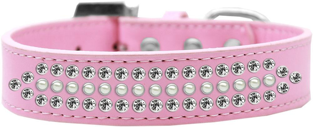 Ritz Pearl and Clear Crystal Dog Collar Light Pink Size 18