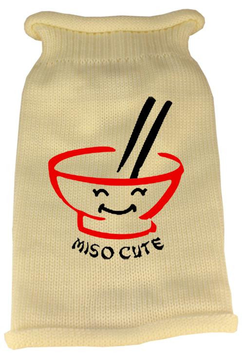 Miso Cute Screen Print Knit Pet Sweater LG Cream