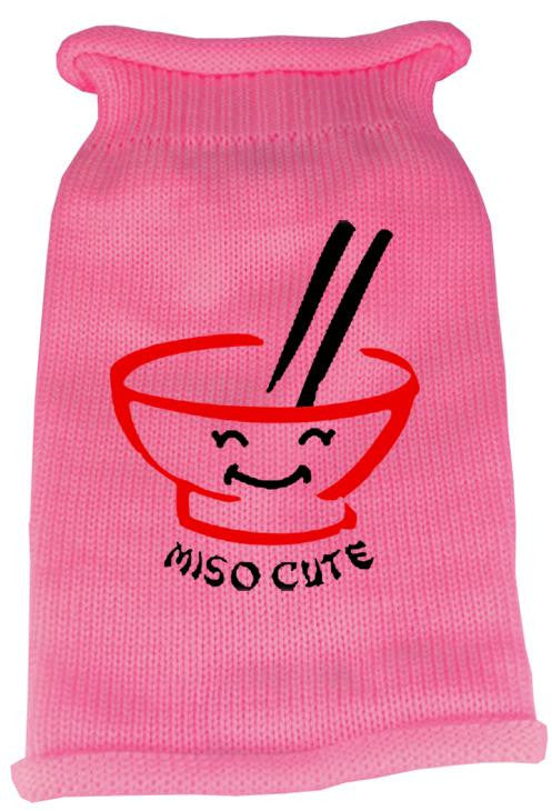 Miso Cute Screen Print Knit Pet Sweater LG Pink