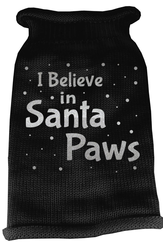 I Believe in Santa Paws Screen Print Knit Pet Sweater LG Black