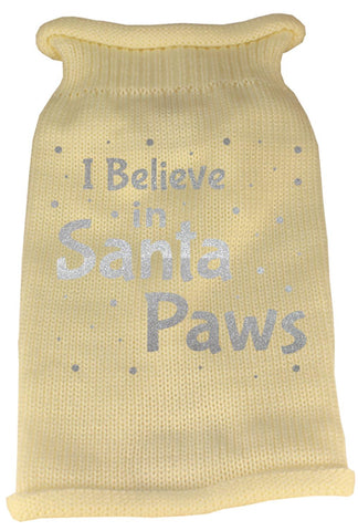 I Believe in Santa Paws Screen Print Knit Pet Sweater MD Cream