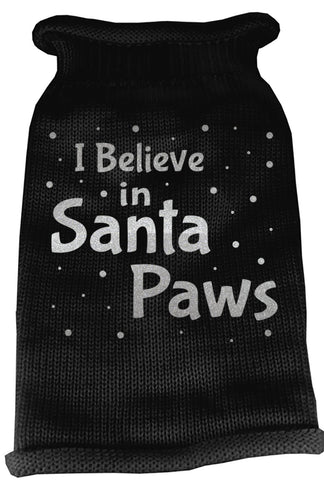 I Believe in Santa Paws Screen Print Knit Pet Sweater SM Black