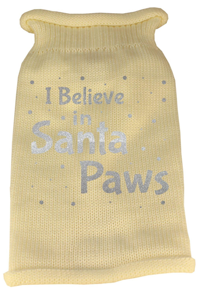 I Believe in Santa Paws Screen Print Knit Pet Sweater XL Cream