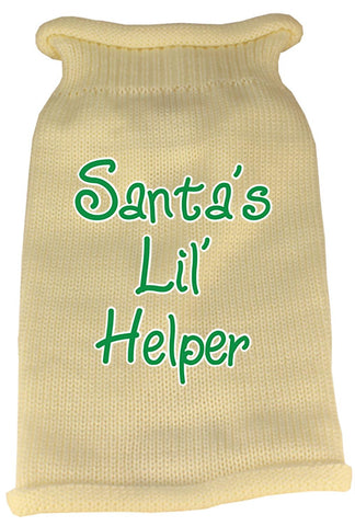 Santas Lil Helper Screen Print Knit Pet Sweater LG Cream