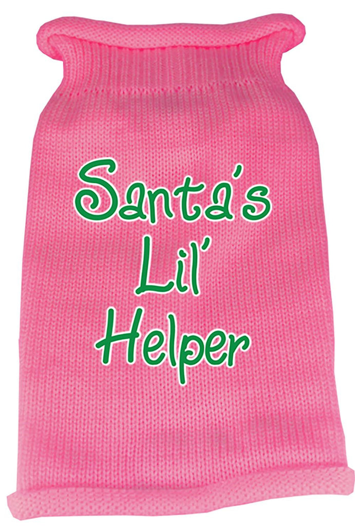 Santas Lil Helper Screen Print Knit Pet Sweater LG Pink