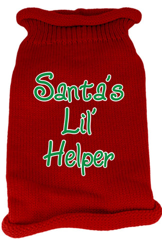 Santas Lil Helper Screen Print Knit Pet Sweater LG Red