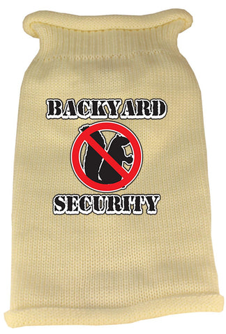 Back Yard Security Screen Print Knit Pet Sweater MD Cream