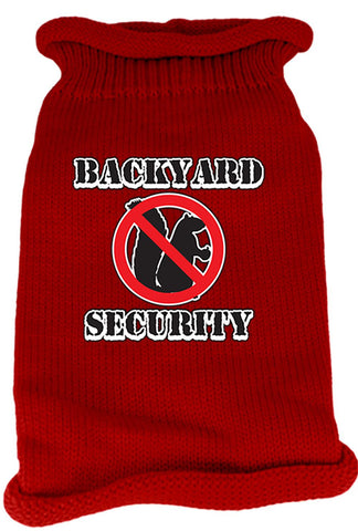 Back Yard Security Screen Print Knit Pet Sweater MD Red