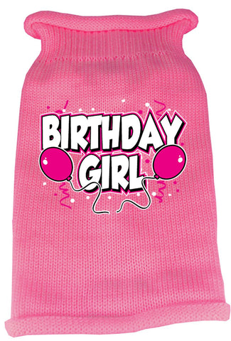 Birthday Girl Screen Print Knit Pet Sweater LG Pink