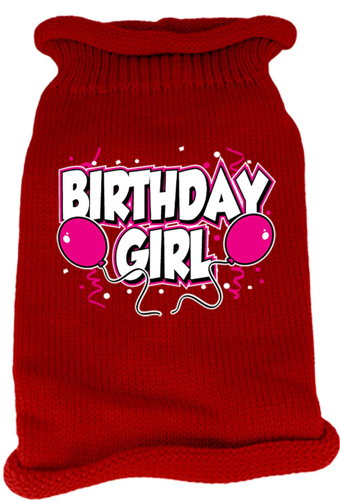 Birthday Girl Screen Print Knit Pet Sweater LG Red