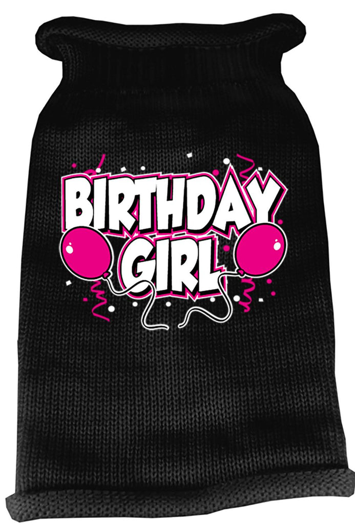 Birthday Girl Screen Print Knit Pet Sweater MD Black