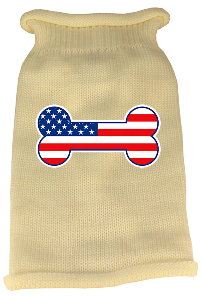 Bone Flag USA Screen Print Knit Pet Sweater MD Cream