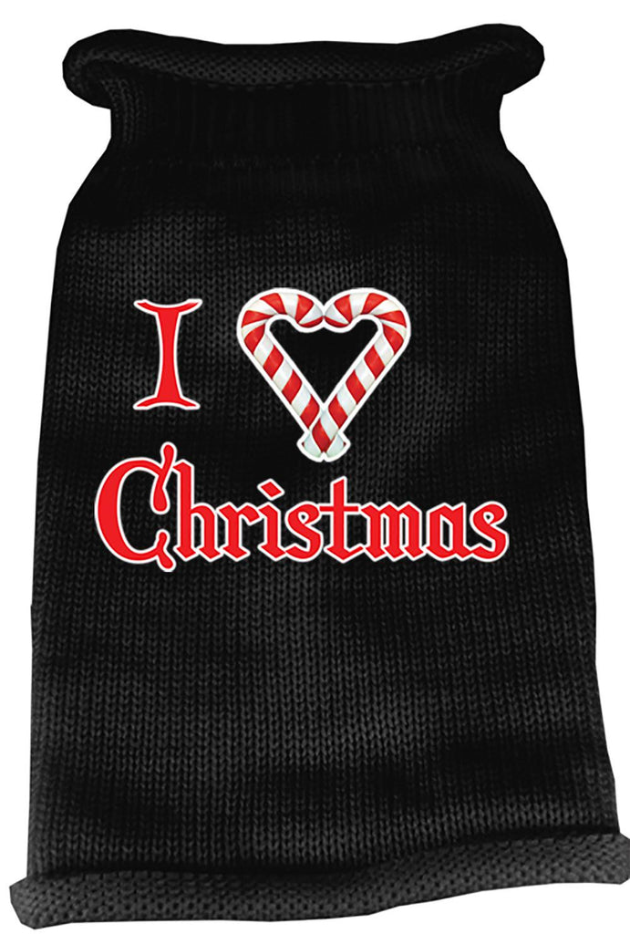 I Heart Christmas Screen Print Knit Pet Sweater LG Black