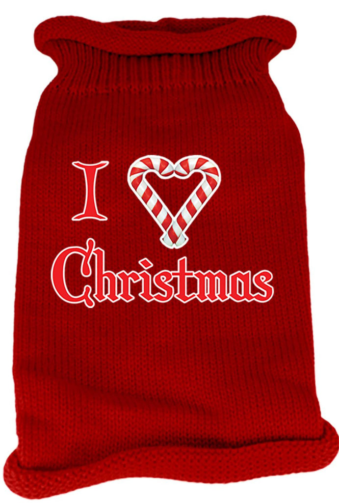 I Heart Christmas Screen Print Knit Pet Sweater LG Red