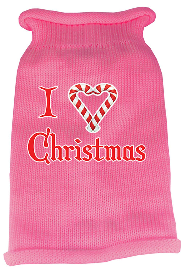 I Heart Christmas Screen Print Knit Pet Sweater MD Pink