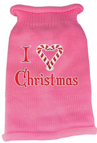 I Heart Christmas Screen Print Knit Pet Sweater XS Pink