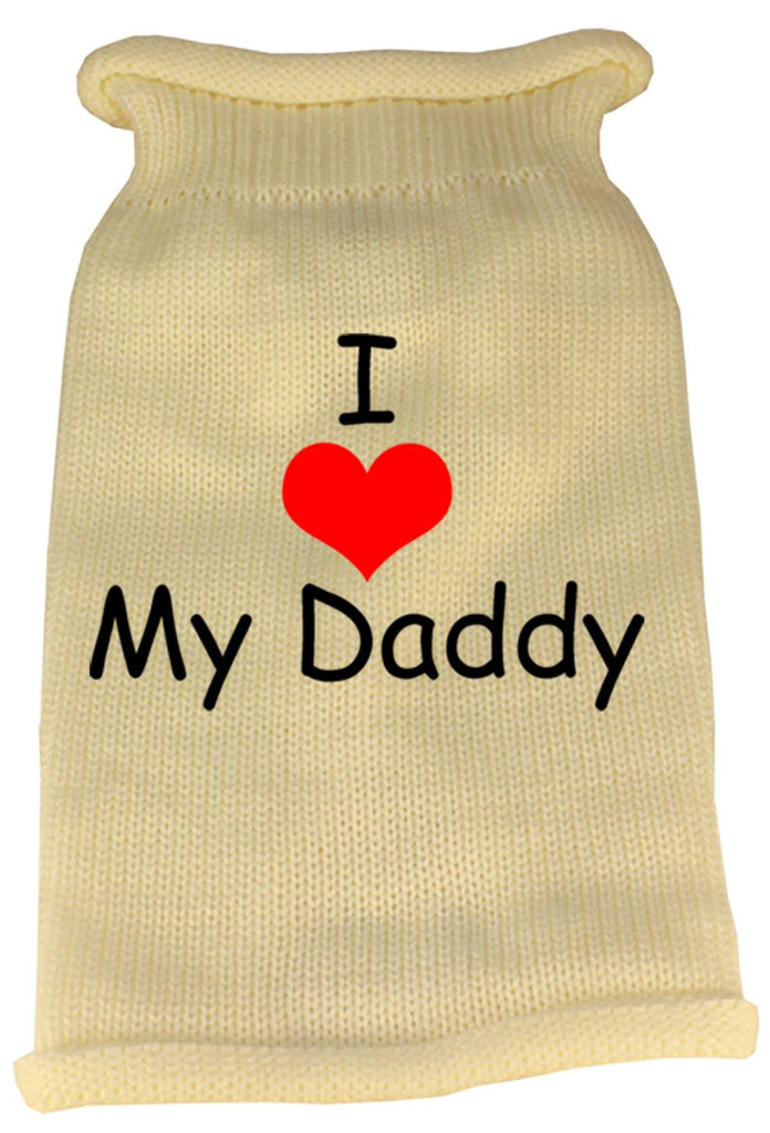 I Heart Daddy Screen Print Knit Pet Sweater XS Cream