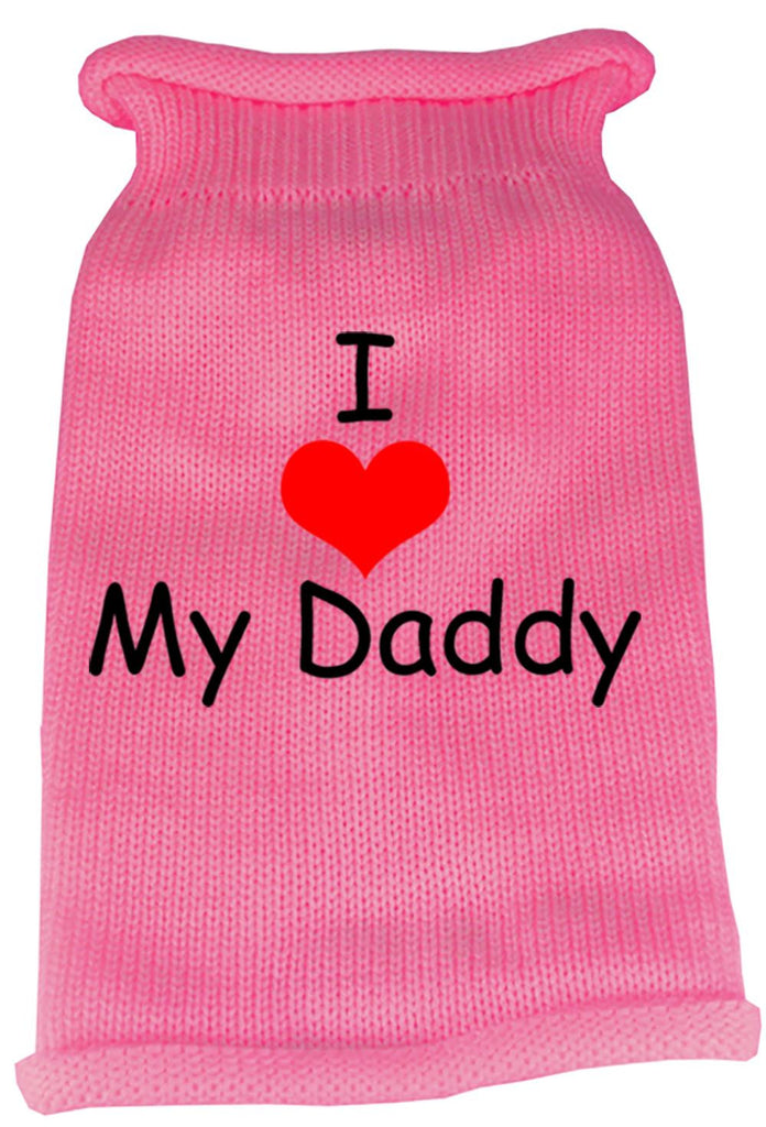 I Heart Daddy Screen Print Knit Pet Sweater XS Pink