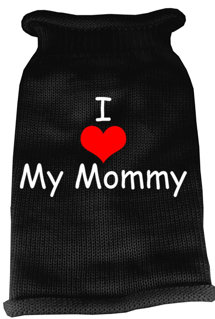 I Heart Mommy Screen Print Knit Pet Sweater LG Black