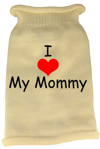 I Heart Mommy Screen Print Knit Pet Sweater XS Cream