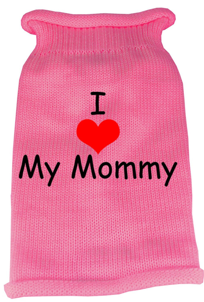 I Heart Mommy Screen Print Knit Pet Sweater XS Pink