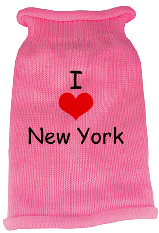 I Love New York Screen Print Knit Pet Sweater LG Pink