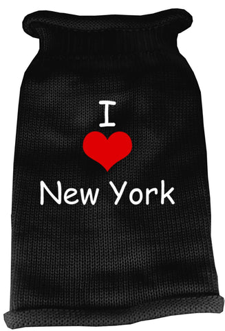 I Love New York Screen Print Knit Pet Sweater SM Black