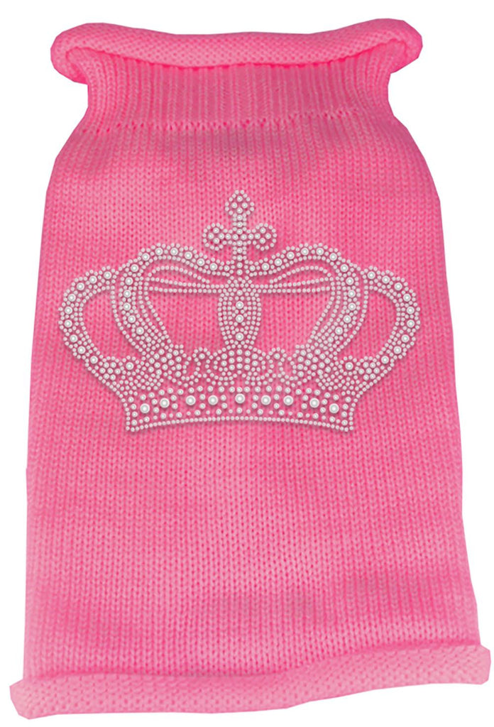 Crown Rhinestone Knit Pet Sweater XL Pink