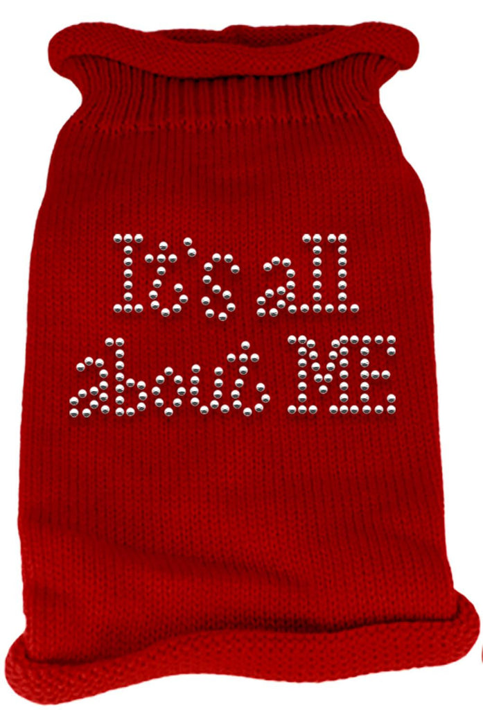 It's All About Me Rhinestone Knit Pet Sweater LG Red