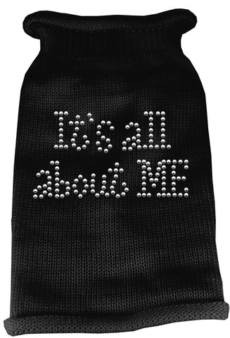 It's All About Me Rhinestone Knit Pet Sweater MD Black