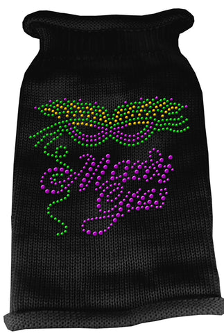 Mardi Gras Rhinestud Knit Pet Sweater MD Black