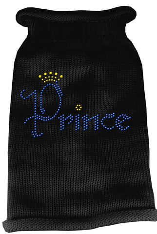 Prince Rhinestone Knit Pet Sweater LG Black