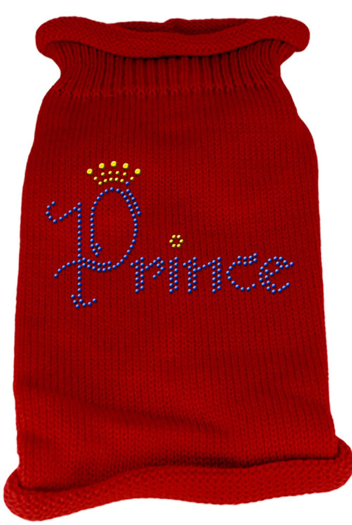 Prince Rhinestone Knit Pet Sweater LG Red