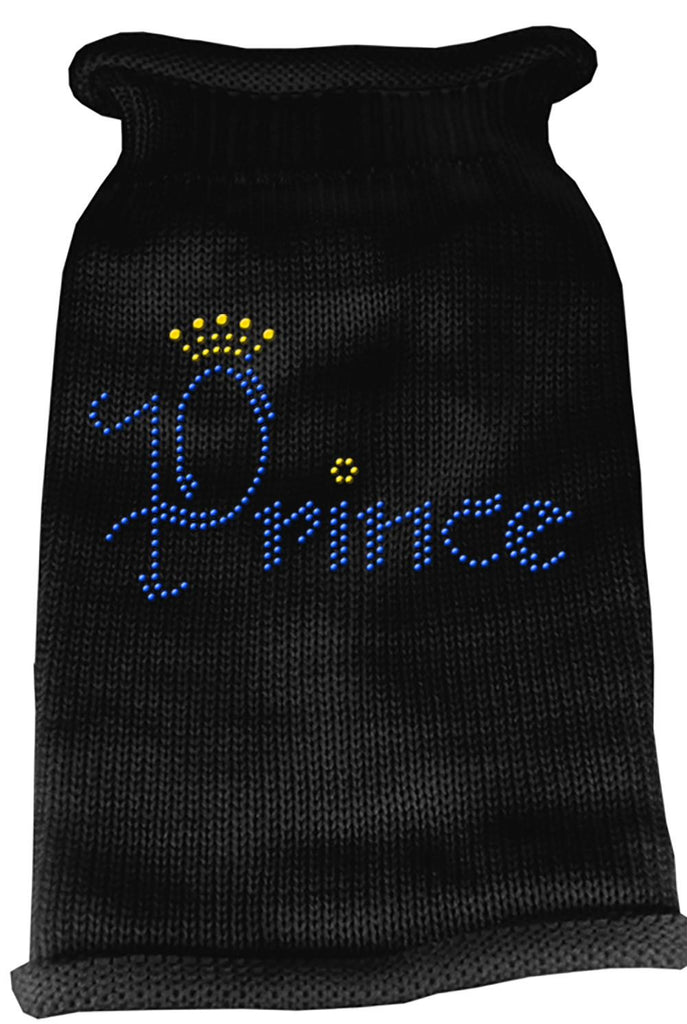 Prince Rhinestone Knit Pet Sweater MD Black