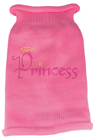 Princess Rhinestone Knit Pet Sweater SM Pink