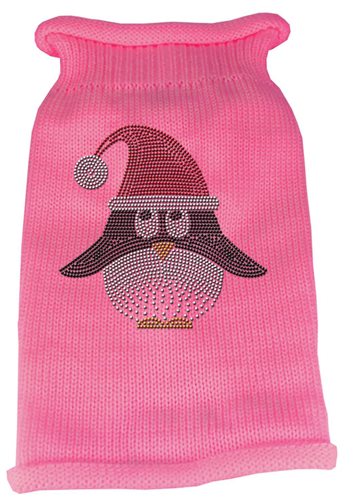 Santa Penguin Rhinestone Knit Pet Sweater MD Pink