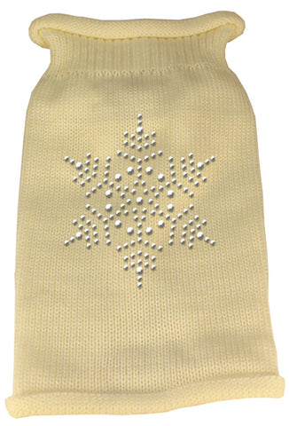 Snowflake Rhinestone Knit Pet Sweater LG Cream