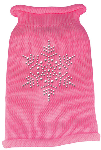 Snowflake Rhinestone Knit Pet Sweater LG Pink