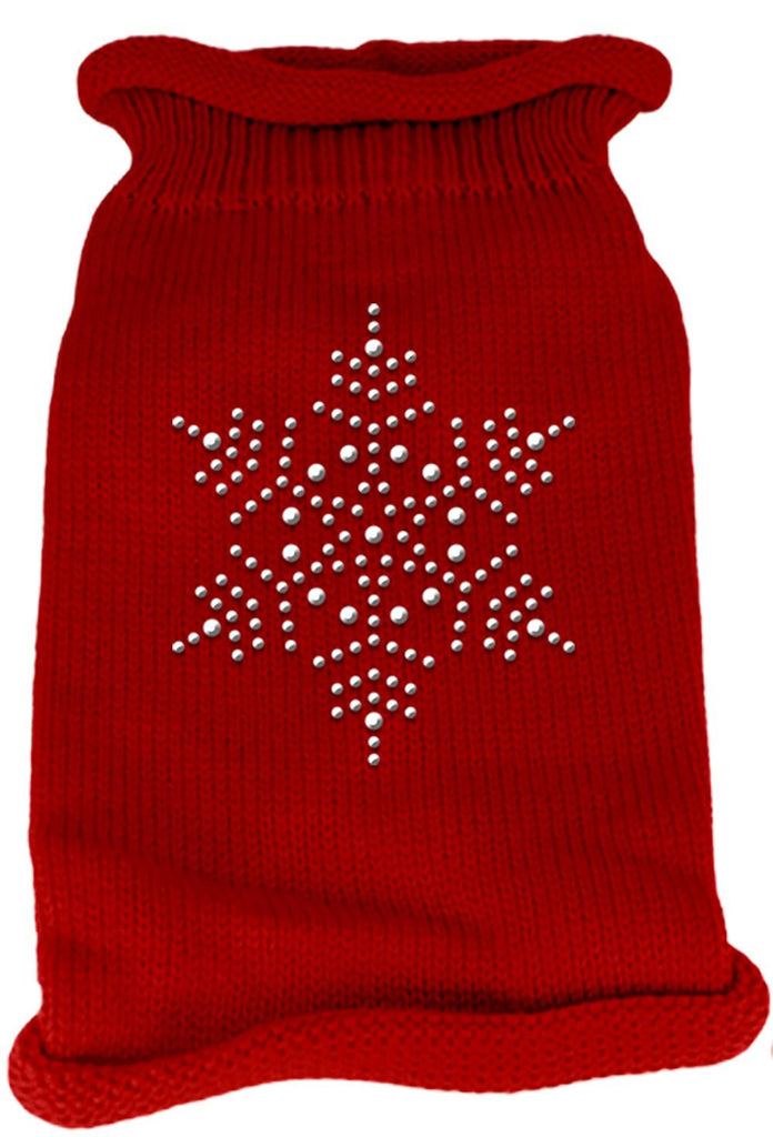 Snowflake Rhinestone Knit Pet Sweater MD Red