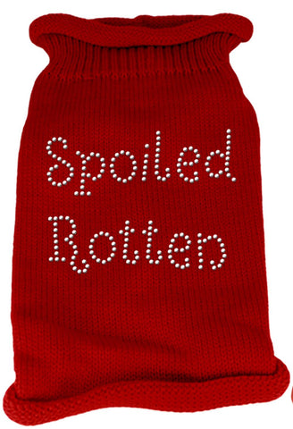 Spoiled Rotten Rhinestone Knit Pet Sweater MD Red