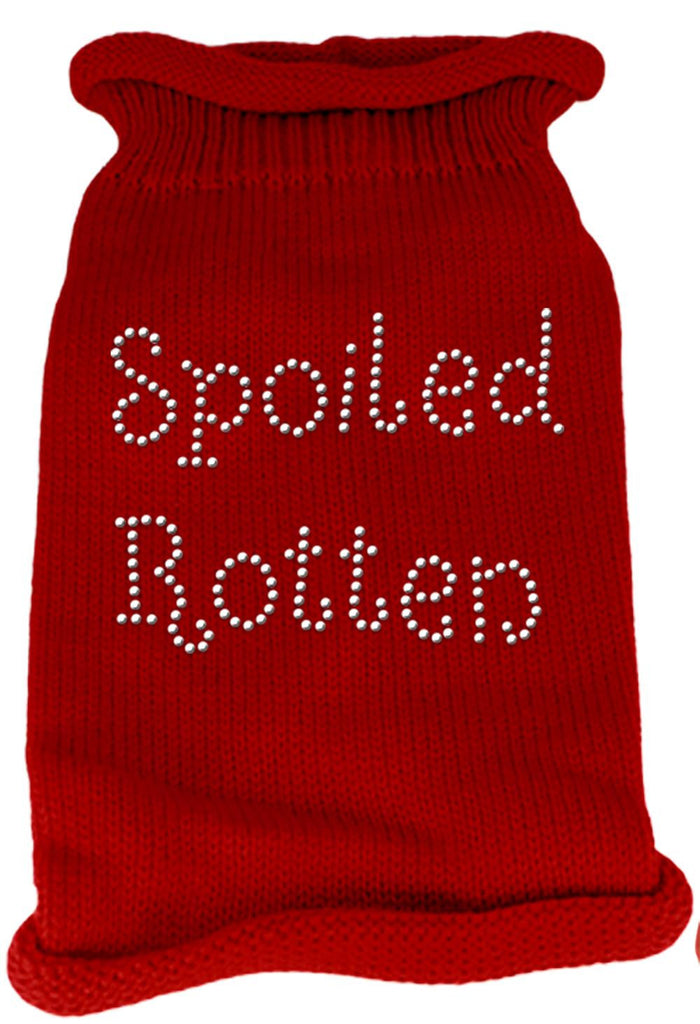 Spoiled Rotten Rhinestone Knit Pet Sweater SM Red