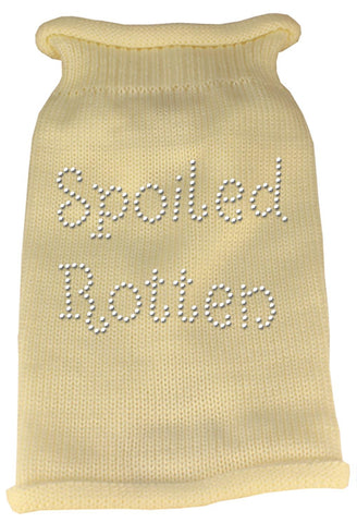 Spoiled Rotten Rhinestone Knit Pet Sweater XS Cream