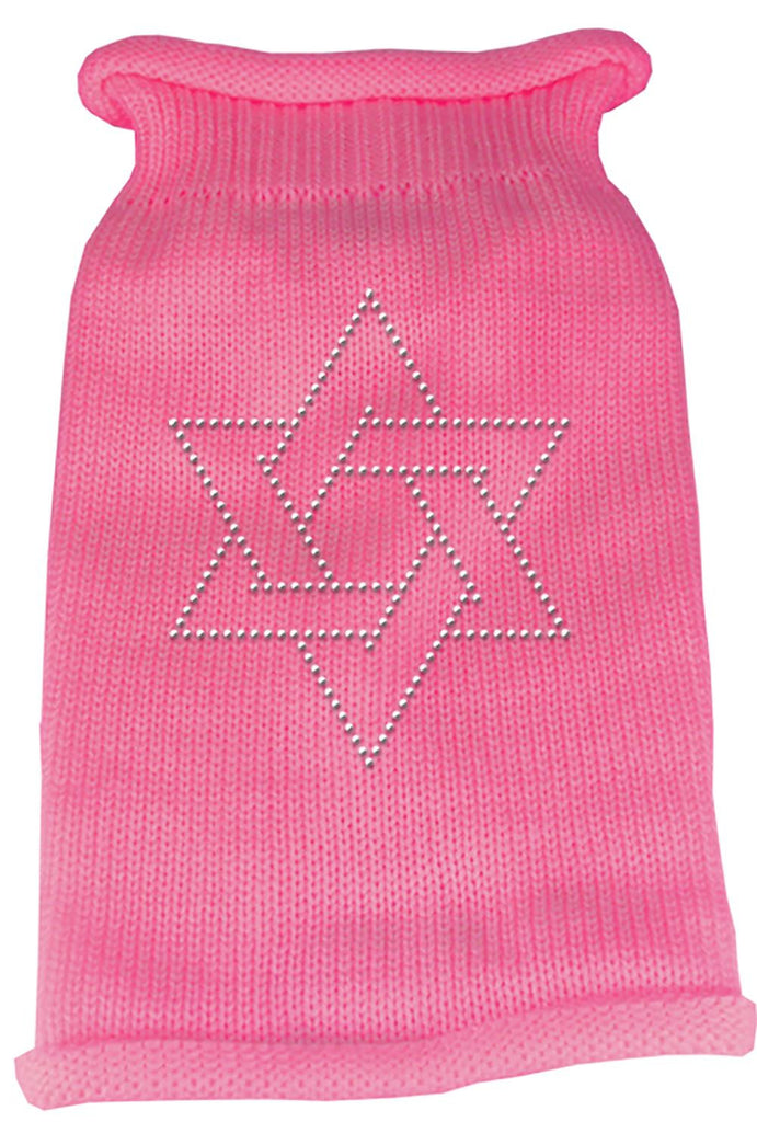 Star of David Rhinestone Knit Pet Sweater LG Pink