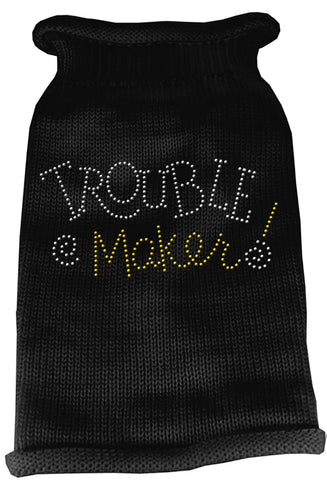 Trouble Maker Rhinestone Knit Pet Sweater LG Black