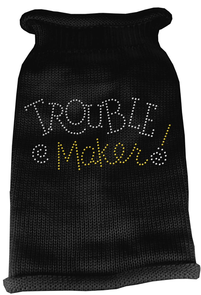 Trouble Maker Rhinestone Knit Pet Sweater XL Black