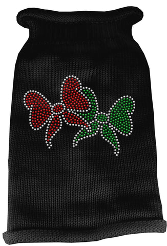 Christmas Bows Rhinestone Knit Pet Sweater LG Black