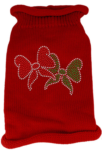 Christmas Bows Rhinestone Knit Pet Sweater MD Red