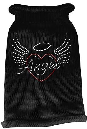 Angel Heart Rhinestone Knit Pet Sweater LG Black