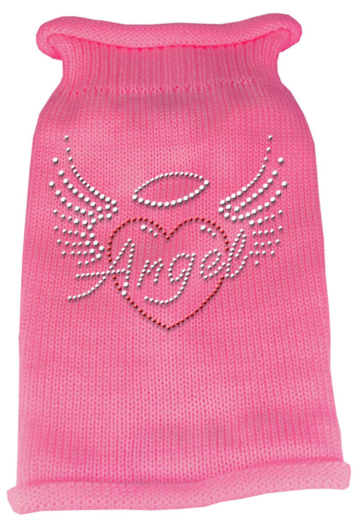 Angel Heart Rhinestone Knit Pet Sweater LG Pink